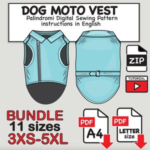Bundle Dog Moto Vest Sewing Pattern: 11 Sizes (PDF Digital Download)