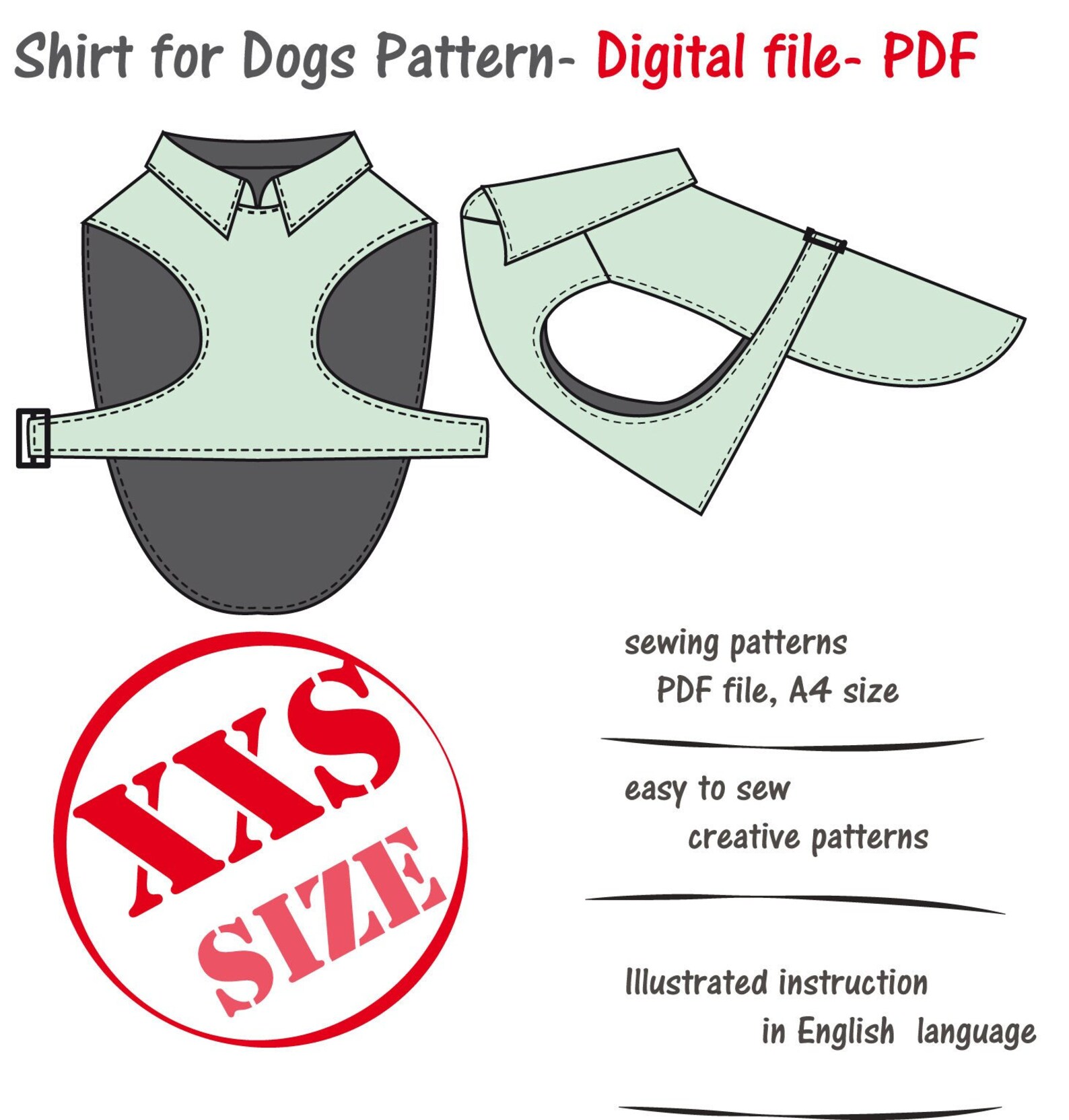 Dogs Shirt Pattern PDF Small Dog Clothes Pattern Dog Jacket Etsy