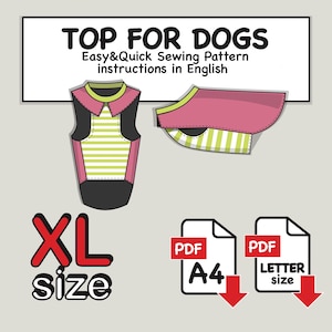 Large Dog T-Shirt Sewing Pattern: XL Size (PDF Pattern)