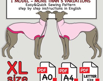 Italian Greyhound Blouse Sewing Pattern: XL Size (PDF Digital Download)
