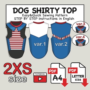 Dog Singlet Sewing Pattern-Unisex (2XS Size) - PDF Download