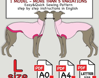 Italian Greyhound Blouse Sewing Pattern (Size L) - DIY Dog Clothes (PDF Pattern)
