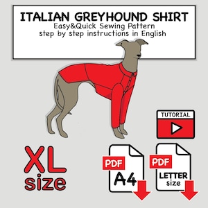 Naaipatroon Italiaans windhondshirt (maat XL) - digitale pdf