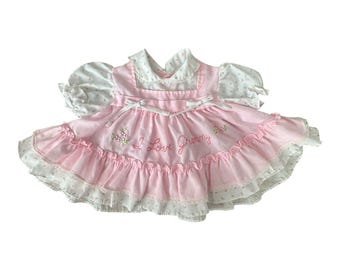 Vintage I Love Granny Baby Dress 12M Ruffle Lace