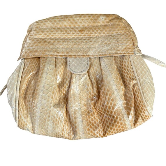 Vintage 70s Python Snakeskin Shoulder Handbag  Ex… - image 4