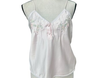 Vintage Victoria's Secret Gold Label Camisole | Pink Satin Floral Lingerie