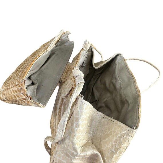 Vintage 70s Python Snakeskin Shoulder Handbag  Ex… - image 8