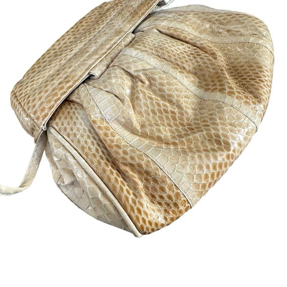 Vintage 70s Python Snakeskin Shoulder Handbag  Ex… - image 3