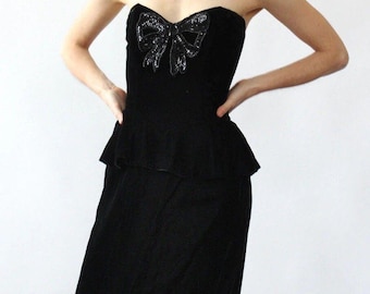 Vintage Jessica Mcclintock Black Velvet Victorian Style Dress 1980's - Etsy