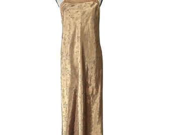 VTG Jaclyn Smith Gold Brocade Satin Slip Dress Y2K 90&#39;s Midi NWOT (M) Fairycore