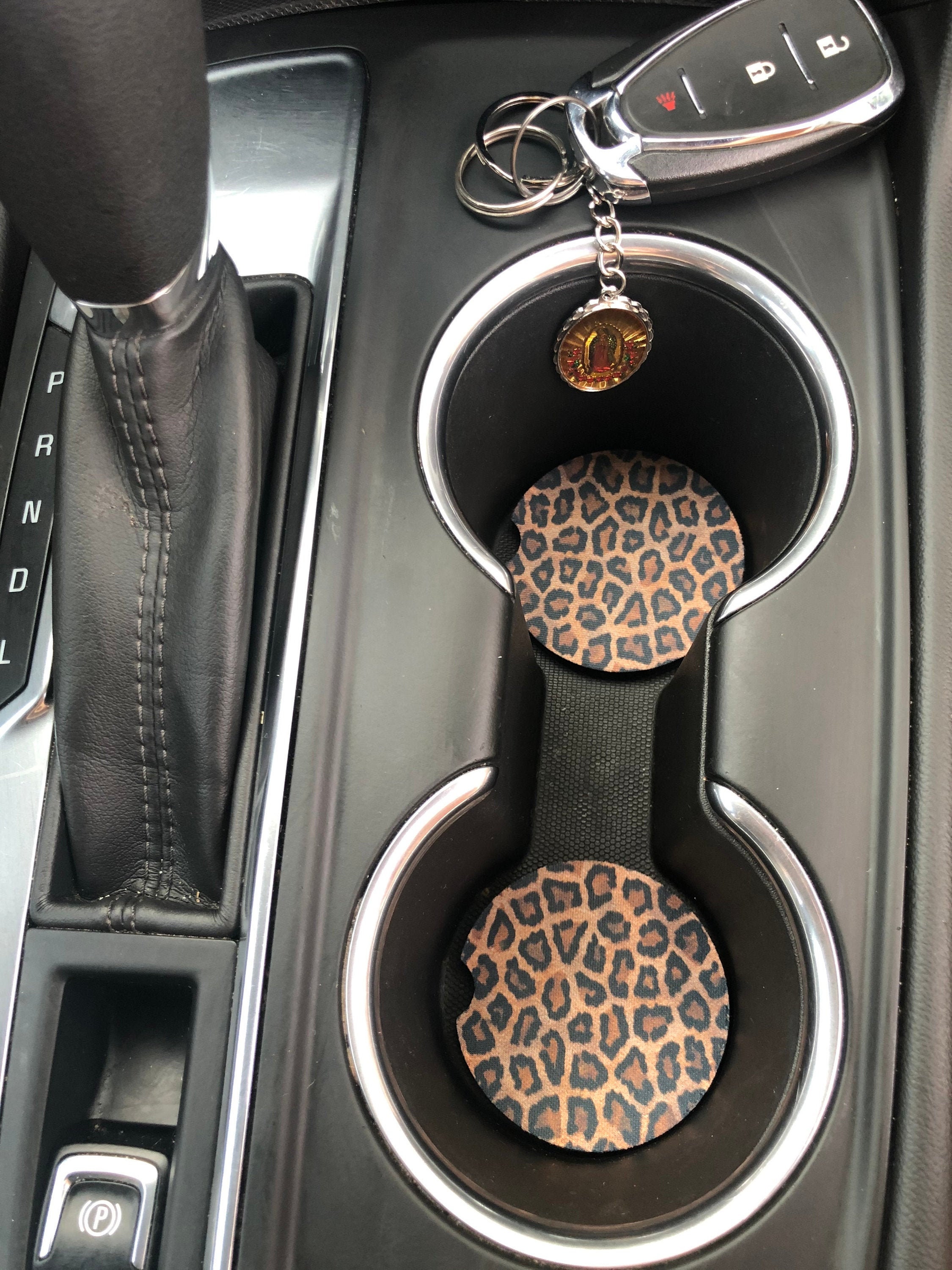 Car Coaster first car gifts cup holder car accessories coasters rubber back coaster leopard car coaster set of two coasters