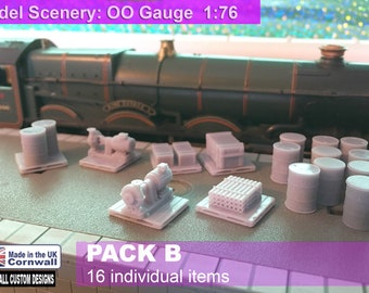 Model Railway Diorama  Scenery - Pack B - 16 items OO Scale  - 1:76 scale Wagon Loads