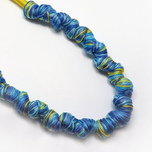 Blue Macrame Knot Necklace: Handmade Rope Statement Jewelry