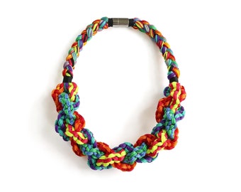 Unique Rope Necklace, Colorful Rope Jewelry, Knot Necklace, Rope Jewelry, Macrame Jewelry, One-of-a-kind, Statement Necklace, Handmade