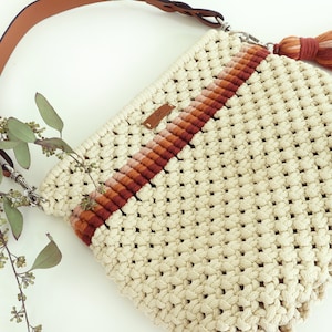 Macrame Ivory Handbag, Macramé Bag, Macrame Handbag, Handmade