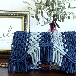 Macrame Blue Clutch, Blue Macramé Bag, Macrame Handbag, Handmade