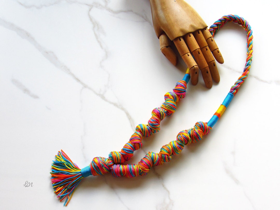 Fiesta Tassel Long Rope Necklace, Knot Necklace,fiber Art Jewelry ...