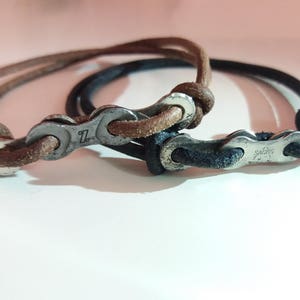 バイクチェーンブレスレット、バイクジュエリー、自転車ジュエリー、チェーンブレスレット、レザーブレスレット、バイクレザーブレスレット