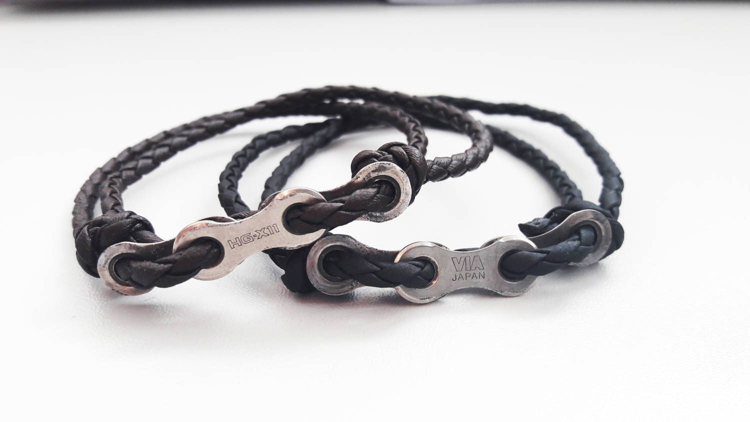 Bracelet Chaîne De Vélo En Acier Inoxydable Pour Homme - Noir/Orange - 22 Cm De Longueur