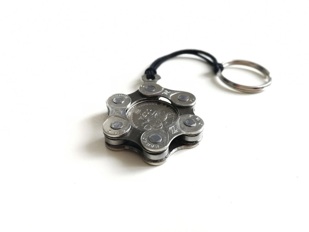 Recycled Bicycle Chain Keychain With Croatian Coin - Etsy