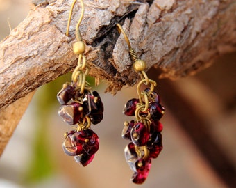 Garnet Jewelry Garnet earring for mom Gifts for best friends cluster earrings January birthstone Jewelry gemstone Jewelry gemstone earrings