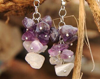 February Birthstone jewelry amethyst Jewelry amethyst earring Cluster earring  birthstone earring women earrings stone Jewelry purple earrin