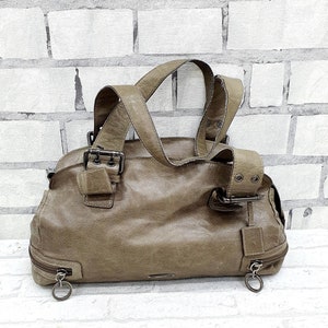 womens leather tote Khaki leather bag Vintage tote bag womens handbag Vintage womens bag Handle Bag womens boho bag image 1