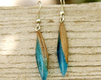 gift|for|Girlfriend rustic jewelry dangle earring drop earring Wood resin Jewelry Wood earring boho Jewelry Wooden jewelry Wooden earring