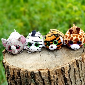 TY LOT 4 juguetes de peluche de animales de peluche 4 &quot;juguetes de peluche de cebra juguetes de peluche de tigre Vintage juguetes de peluche de elefante juguetes de peluche de jirafa juguetes de peluche de safari