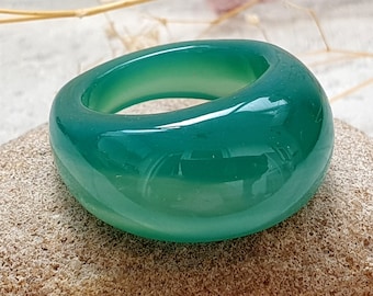 green Agate Ring stone wide Ring stone Jewelry solid stone ring stone band ring Natural Stone Ring Gemstone Ring Birthstone Ring signet ring