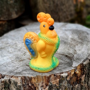 rubber rooster toys Vintage 6.5 collectible toy Rubber chicken toys Children's Toy squeaky toy Soviet Toy image 1