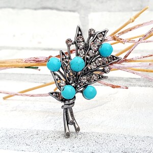 sister gift floral Brooch Vintage turquoise jewelry boho brooch Turquoise Brooch romantic jewelry  floral Jewelry art deco romantic Brooch