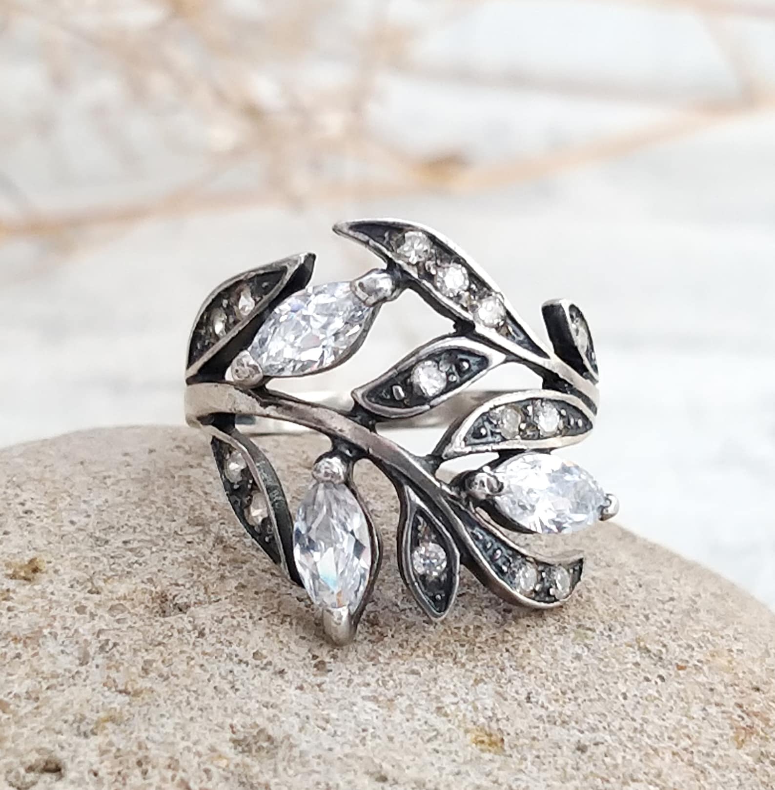 Leaf ring leaf jewelry 925 Sterling Silver Ring engagement Etsy