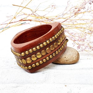 sister gift Wooden jewelry wide Wooden bracelet womens jewelry Wood bracelet brown boho bracelet Wooden Bangles womens Braclet
