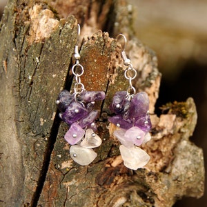 February Birthstone jewelry amethyst Jewelry amethyst earring Cluster earring birthstone earring women earrings stone Jewelry purple earrin image 2