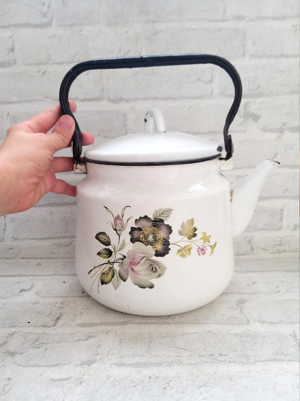 101 oz Enamel Kitchenware Russian Kitchen Decor white enamel Etsy
