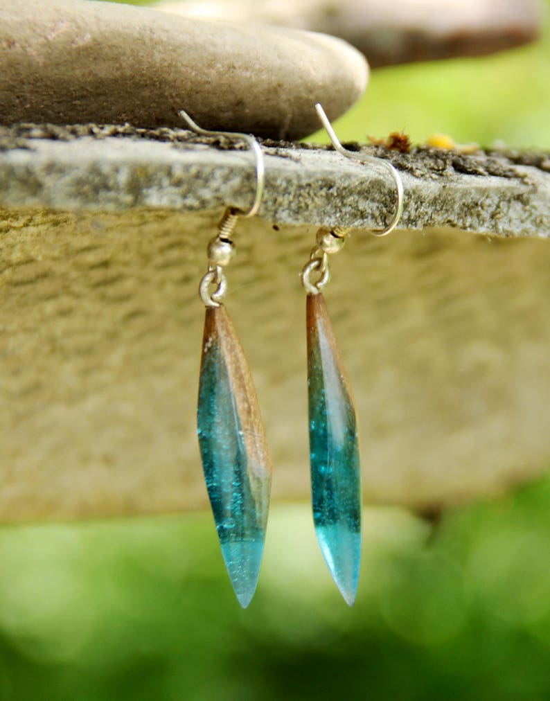 gift|for|Girlfriend rustic jewelry dangle earring drop earring Wood resin Jewelry Wood earring boho Jewelry Wooden jewelry Wooden earring