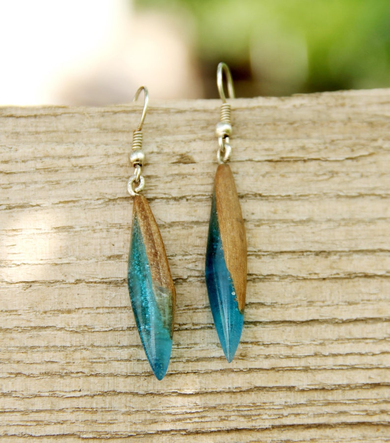 gift|for|Girlfriend rustic jewelry dangle earring drop earring Wood resin Jewelry Wood earring boho Jewelry Wooden jewelry Wooden earring