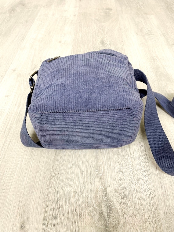 Borsa A Tracolla In Velluto A Coste Piccola Con Tasche Con Cerniera - Marrone, Regalo Donna - 2