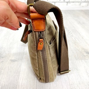 mens bag military messenger bag military bag Army Bag cotton bag Vintage Gift for him father gift khaki bag crossbody image 8