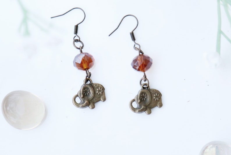 sister gift Elephant earrings Elephant Jewelry festival earring African style Elephant lover gift animal Jewelry animal earring fine earring image 2