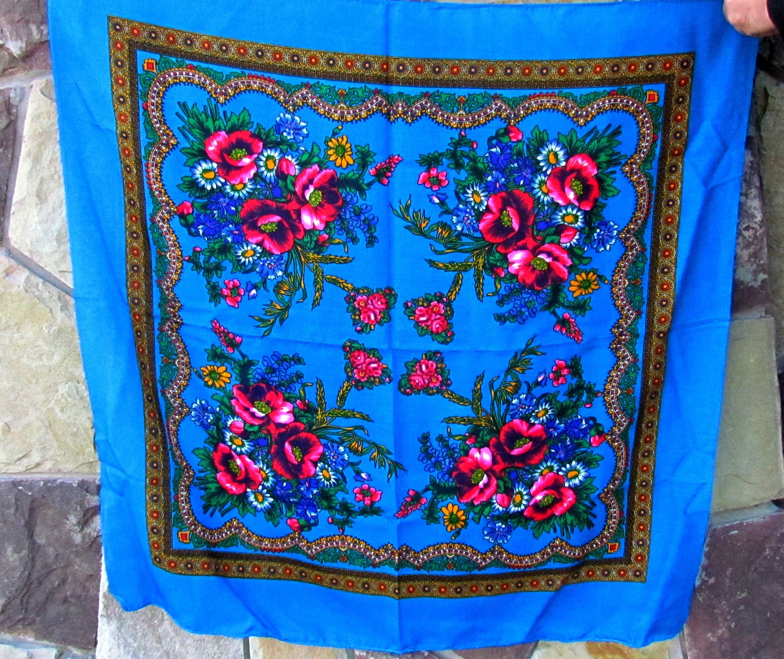 Grandmother Gift Wool Scarf Wool Shawl Floral Scarf Vintage | Etsy