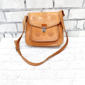 Tooled leather bag leather bag round bag leather Handbags Leather Saddle Bag women bag Leather Crossbody Bag shoulder bag Leather purses