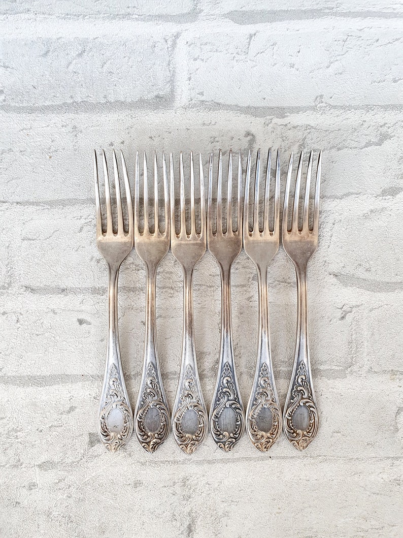 Vintage Serving Forks German silver Forks Melchior Forks Soviet vintage kitchen decor Collectible Forks Vintage silverware image 3