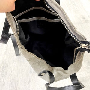 Travel Gift gray leather backpack Vintage back to school Canvas Backpack bucket backpack bucket Bag leather Rucksack Travel Backpack image 7