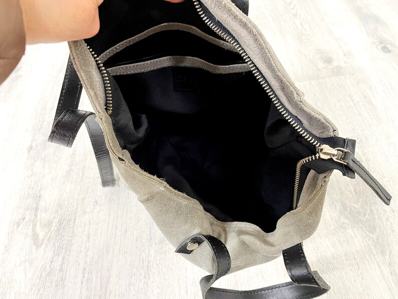 Travel Gift gray leather backpack Vintage back to school Canvas Backpack bucket backpack bucket Bag leather Rucksack Travel Backpack image 7