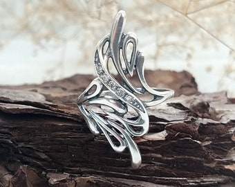 925 Sterling Silver Ring minimalist ring Vintage leaf ring mom jewelry Silver mom Ring leaf jewelry everyday jewelry boho ring Size 8