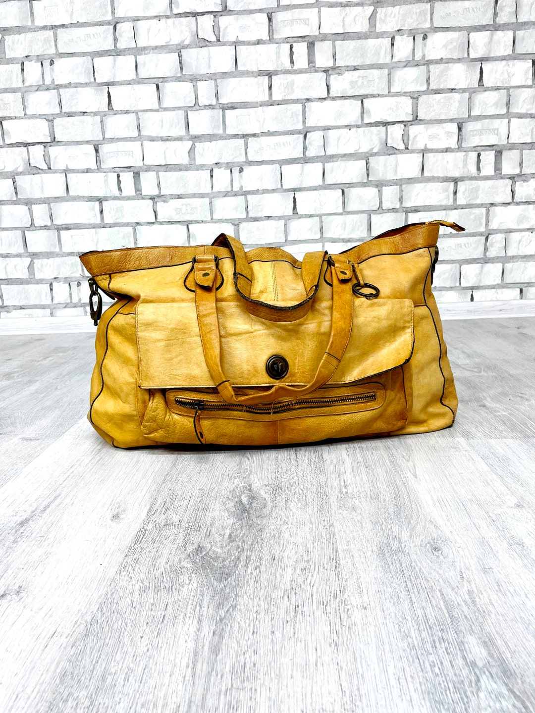 LARGE Leather Bag Vintage Leather Tote Bag Market Bag Leather Travel