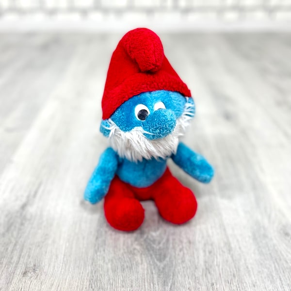 1979 Stuffed Papa smurfs Plush toys 10.5" smurfs anime toys Vintage collectible toy  Childrens Toy  kids Toy Stuffed Animal Toy