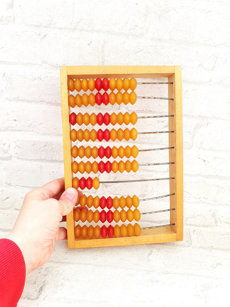 Vintage Abakus kleiner Abakus Holz Abakus Büro Dekor Rustikal Home Decor Old School Calculator Old Abacus Holz Kalkulator Sowjetischer Abakus Bild 2